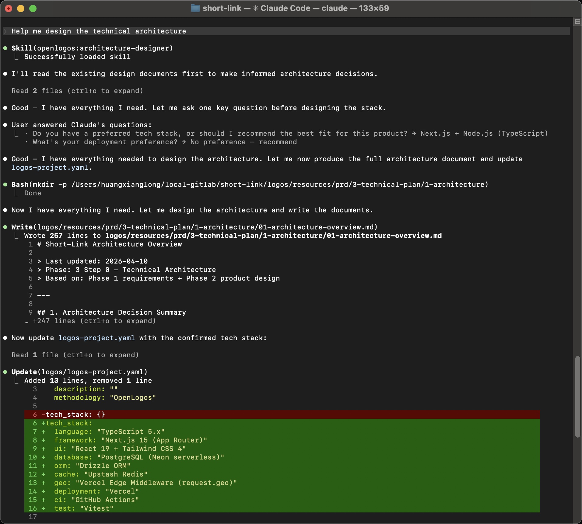 AI designs architecture — Monolithic Full-Stack Next.js