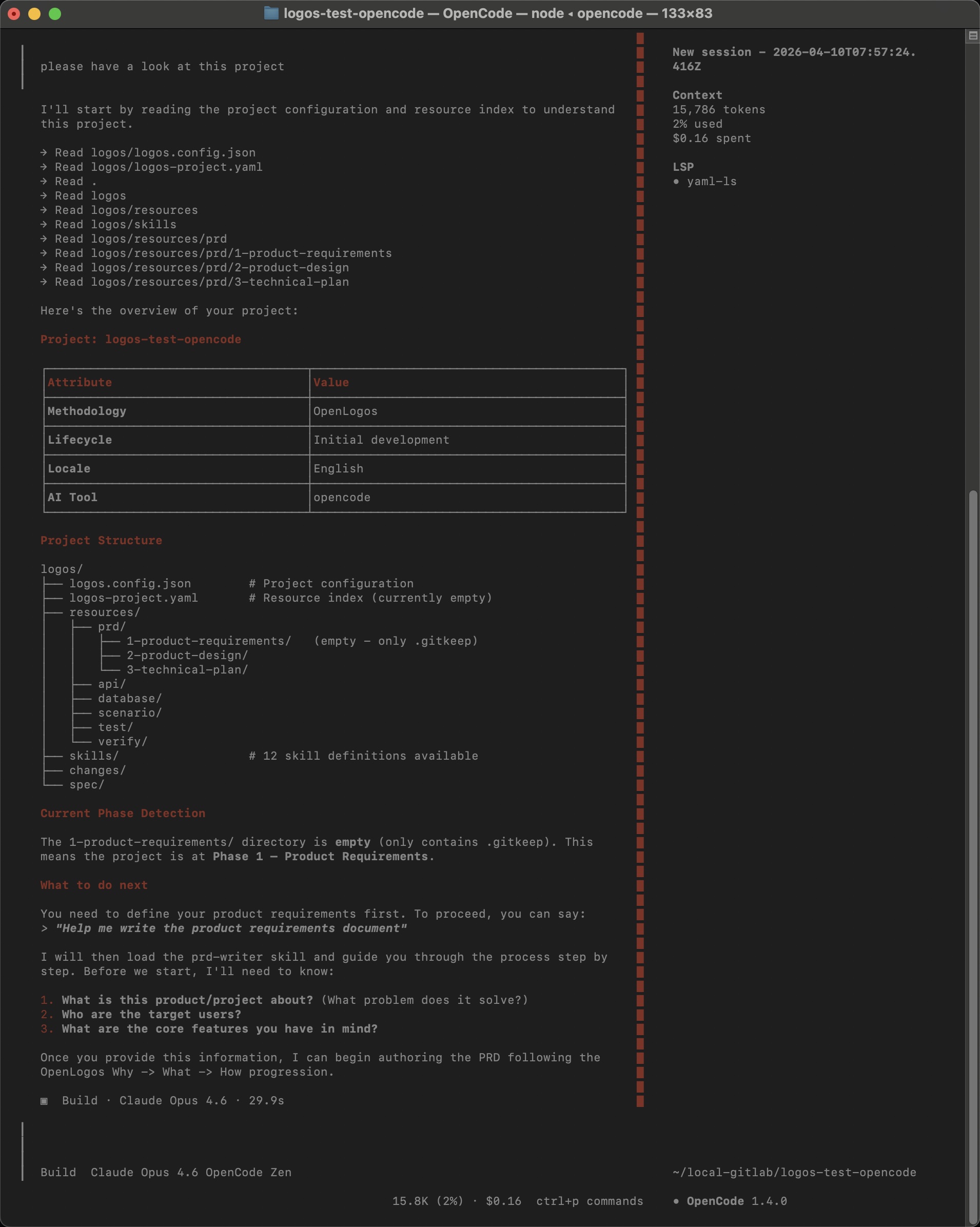OpenCode detecting OpenLogos project